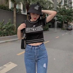 [A002] Áo len thun nữ Montoghi dệt kim Quảng Châu THÊU HOA in chữ cổ tròn dáng vừa xinh xắn - L2M  (Hot)