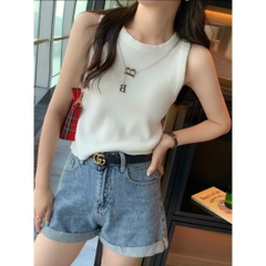 [A007] Áo len thun dệt kim Montoghi Quảng Châu ba lỗ MÀU TRƠN dáng vừa TẶNG KÈM VÒNG CỔ CHỮ B - L2M (Sale)