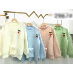 [A087] SET 2 MÓN áo len nữ Montoghi dệt kim THU ĐÔNG có khuy CHERRY kèm TÚI ĐEO CHÉO xinh xắn - L2M (Sale)