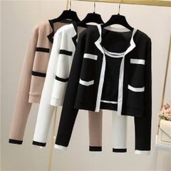 [A031] SET (2 MÓN) áo khoác TAY DÀI kèm áo hai dây Cardigan len dệt kim Quảng Châu cực xinh - L2M
