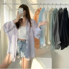 [A334] Áo KHOÁC sơ mi nữ LỤA PHOM DÀI RỘNG nữ mỏng vải voan thời trang Quảng Châu năng động - L2M