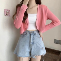 [A014] Áo KHOÁC nhẹ nữ Cardigan len Quảng Châu PHONG CÁCH PHÁP croptop tay dài dễ phối xinh - L2M