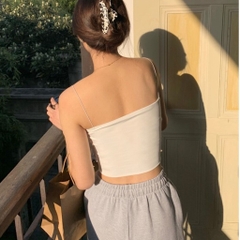 [B002] Áo Bra 2 dây SỢI BÚN có đệm ngực dáng croptop co giãn 4 chiều dễ phối đồ - L2M