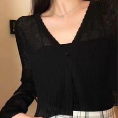 [A004] Áo khoác len mỏng Cardigan Quảng Châu 1 KHUY tay dài dáng ngắn đáng yêu và dễ phối đồ - L2M (Sale)