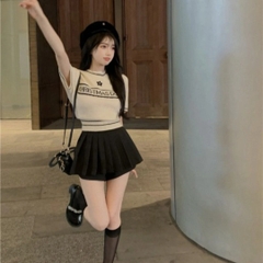 [A002] Áo len thun nữ Montoghi dệt kim Quảng Châu THÊU HOA in chữ cổ tròn dáng vừa xinh xắn - L2M  (Hot)