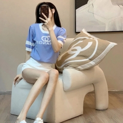 [A016] Áo len thun nữ Montoghi dệt kim Quảng Châu in chữ CHANGE ngắn tay phối sọc siêu hot - L2M (Sale)