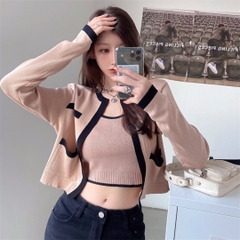 [A031] SET (2 MÓN) áo khoác TAY DÀI kèm áo hai dây Cardigan len dệt kim Quảng Châu cực xinh - L2M