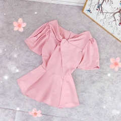 [A012] Áo sơ mi kiểu nữ peplum kate lụa CỔ XOẮN NGỰC và chun lưng giấu bụng hiệu quả - L2M (Sale)