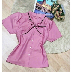 [HĐT] Áo sơ mi kiểu nữ peplum cổ tròn VẠT NHỌN TAY BÈO có chun eo giấu bụng hiệu quả - L2M (Sale)