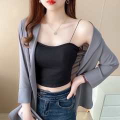 [B002] Áo Bra 2 dây SỢI BÚN có đệm ngực dáng croptop co giãn 4 chiều dễ phối đồ - L2M