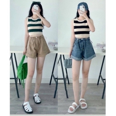 [A047] Áo len thun nữ Montoghi dệt kim Quảng Châu 3 LỖ kẻ sọc BẢN TO dáng lửng loại 1 mùa hè - L2M (Sale)