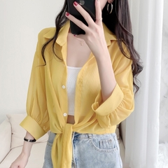 [A158] Áo SƠ MI VOAN nữ mỏng khoác ngoài tay lửng CỘT DÂY thời trang Quảng Châu xinh xắn hot - L2M  (Hot)