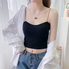 [B002] Áo Bra 2 dây SỢI BÚN có đệm ngực dáng croptop co giãn 4 chiều dễ phối đồ - L2M