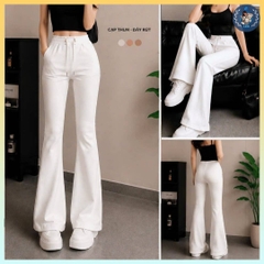 [Q110] Quần nữ ỐNG BASS/ỐNG LOE THUN 2 DA phối DÂY RÚT LƯNG THUN mềm mịn co giãn dễ phối đồ - L2M (New)