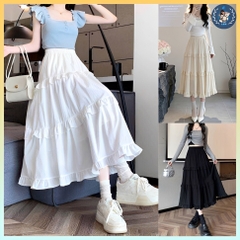 [Q106] Chân váy MAXI 3 TẦNG BÈO ĐỀU đơn giản thanh lịch có lót trong dễ phối đồ - L2M (New)