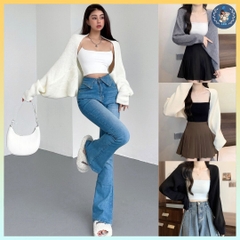 [A445] Áo khoác len Cardigan kiểu TAY DƠI LEN GÂN tay dài chống nắng dày dặn - L2M (New)