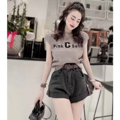[A041] (2 MÓN) Áo lưới len Montoghi Pink C sund tay hến TẶNG KÈM VÒNG CỔ Quảng Châu mùa hè - L2M