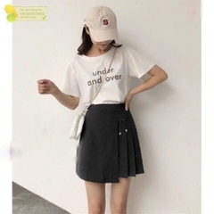 [Q003-2] Quần giả váy nữ XẾP LY ĐÍNH NƠ phối lưng thun co giãn chất tuyết mưa xinh xắn - L2M