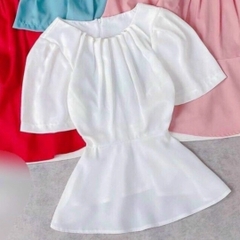 [HĐT] Áo sơ mi kiểu nữ peplum cổ tròn VẠT NHỌN TAY BÈO có chun eo giấu bụng hiệu quả - L2M (Sale)