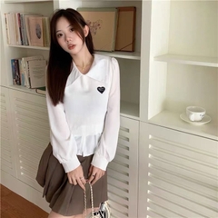 [A113] Áo len thun nữ Montoghi GILE LOGO TIM tay dài CỘT NƠ sau phong cách Hàn Quốc nữ tính - L2M