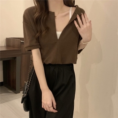 [A035] SET 2 ÁO LIỀN NHAU len thun dệt kim Montoghi Quảng Châu cổ V dáng croptop nhúm eo xinh - L2M  (Hot)