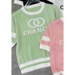 [A016] Áo len thun nữ Montoghi dệt kim Quảng Châu in chữ CHANGE ngắn tay phối sọc siêu hot - L2M (Sale)
