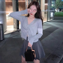 [A308] Áo KHOÁC len cardigan mỏng 5 SỌC BÊN TAY phối nút hàng Quảng Châu mặc được nhiều kiểu - L2M (Sale)