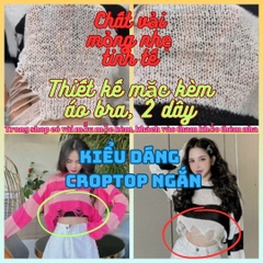 [A137] Áo len thun nữ Montoghi dệt kim mỏng KIỂU RÁCH CROPTOP kẻ sọc phong cách QC cá tính - L2M  (Hot)