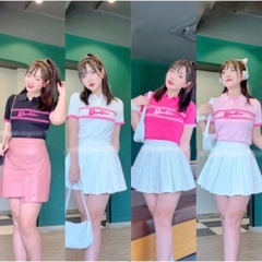 [A006] Áo len thun nữ Montoghi dệt kim Quảng Châu CỔ POLO in chữ Barbie xinh và thanh lịch - L2M (Sale)
