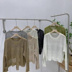 [A212] Áo len LƯỚI Montoghi dệt kim HỌA TIẾT MỚI CÁCH ĐIỆU tay dài cổ tròn xinh xắn dễ phối - L2M  (Hot)