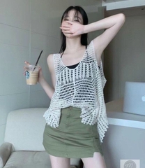 [A164] Áo LƯỚI len dệt kim ĐI BIỂN không tay loại 1 thời trang Quảng Châu mùa hè xinh xắn - L2M