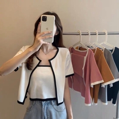 [A077] SET 2 MÓN áo khoác kèm ÁO ỐNG Cardigan dệt kim hàng Quảng Châu cộc tay cực xinh xắn - L2M (Sale)