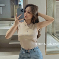 [A007] Áo len thun dệt kim Montoghi Quảng Châu ba lỗ MÀU TRƠN dáng vừa TẶNG KÈM VÒNG CỔ CHỮ B - L2M (Sale)
