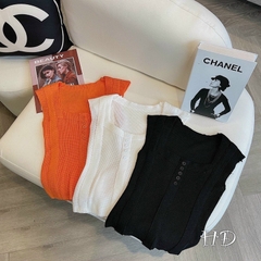 [A102] Áo len thun Montoghi dệt kim VAI HẾN CỔ VUÔNG dáng ôm phối nút Quảng Châu cực hot - L2M