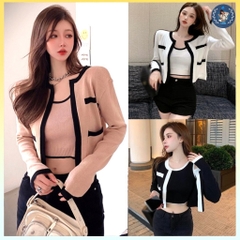 [A031] SET (2 MÓN) áo khoác TAY DÀI kèm áo hai dây Cardigan len dệt kim Quảng Châu cực xinh - L2M