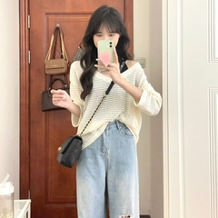 [A195] SET (2 MÓN) áo len dệt kim Montoghi kiểu YẾM MIX áo LƯỚI DÀI CỔ V thời trang sành điệu - L2M  (Hot)