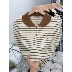 [A220] Áo len thun Montoghi nữ dệt kim SỌC GÂN LOGO THỎ tay cánh dơi viền kiểu mới Quảng Châu - L2M