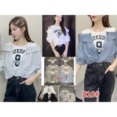 [A293] Áo len nữ Montoghi IN CHỮ RỚT VAI phối sơ mi TAY NGẮN Quảng Châu kiểu dáng độc đáo - L2M