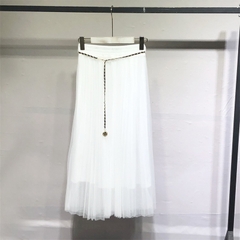 [Q071] Chân váy nữ midi XẾP LY kèm đai lưng MẮC XÍCH hàng Quảng Châu sang trọng - L2M (Sale)