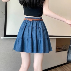 [Q075] Chân váy nữ xòe chữ A JEANS LỤA 3 NGĂN có lót trong dáng ngắn xinh xắn và cá tính - L2M