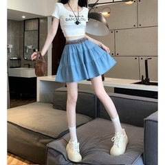 [Q075] Chân váy nữ xòe chữ A JEANS LỤA 3 NGĂN có lót trong dáng ngắn xinh xắn và cá tính - L2M