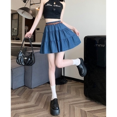 [Q075] Chân váy nữ xòe chữ A JEANS LỤA 3 NGĂN có lót trong dáng ngắn xinh xắn và cá tính - L2M