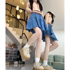 [Q075] Chân váy nữ xòe chữ A JEANS LỤA 3 NGĂN có lót trong dáng ngắn xinh xắn và cá tính - L2M