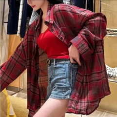 [A336] Áo KHOÁC sơ mi nữ TƠ MỎNG kẻ CARO vải đẹp phom rộng thời trang Quảng Châu năng động - L2M (Sale)