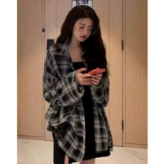 [A336] Áo KHOÁC sơ mi nữ TƠ MỎNG kẻ CARO vải đẹp phom rộng thời trang Quảng Châu năng động - L2M (Sale)