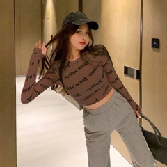 [A414] Áo THUN NHŨ dạng LƯỚI kiểu nữ PHỐI CHỮ NGHIÊNG tặng kèm LÓT TRONG dáng ôm sang chảnh - L2M (New)