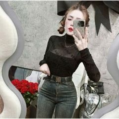 [A414] Áo THUN NHŨ dạng LƯỚI kiểu nữ PHỐI CHỮ NGHIÊNG tặng kèm LÓT TRONG dáng ôm sang chảnh - L2M (New)