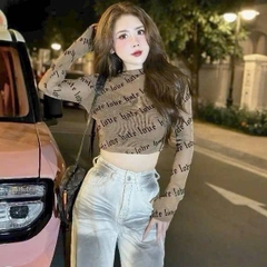 [A414] Áo THUN NHŨ dạng LƯỚI kiểu nữ PHỐI CHỮ NGHIÊNG tặng kèm LÓT TRONG dáng ôm sang chảnh - L2M (New)
