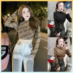 [A414] Áo THUN NHŨ dạng LƯỚI kiểu nữ PHỐI CHỮ NGHIÊNG tặng kèm LÓT TRONG dáng ôm sang chảnh - L2M (New)