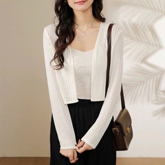 [A417] Áo khoác len nữ Cardigan GÂN LƯỚI BI TRÒN tay dài mỏng nhẹ đi biển dễ phối đồ - L2M (New)